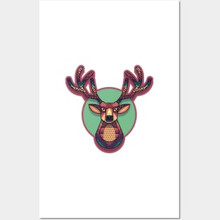 Geometric Stitched Deer Posters and Art